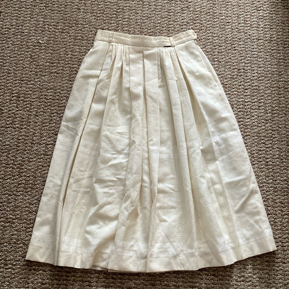 Geiger cream wool pleated skirt 42